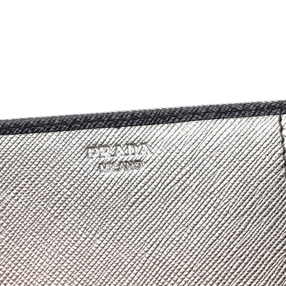 Prada Saffiano Metal Continental Flap Wallet Baltico Argento 6 of 6