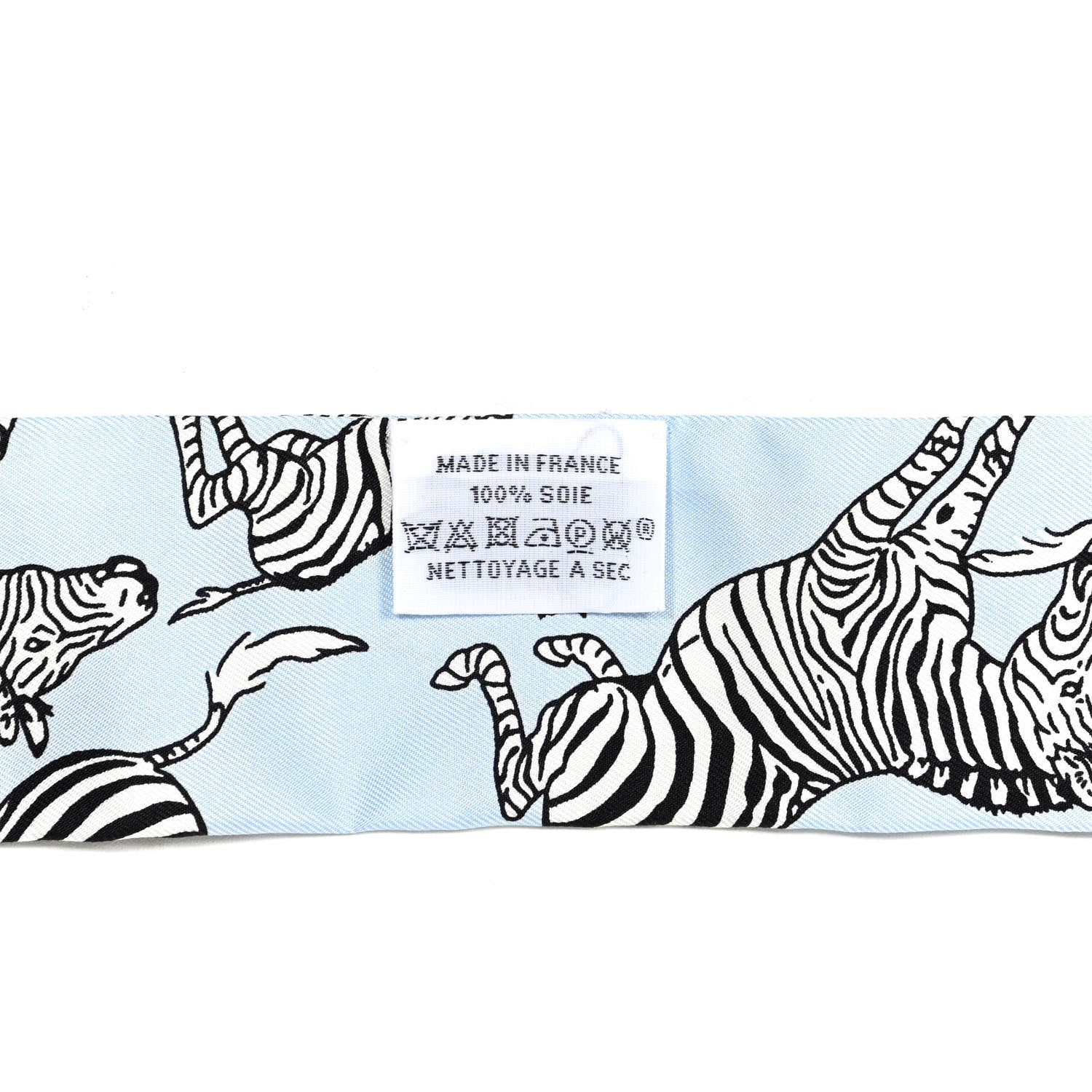 Hermes Silk Les Zebres Twilly Ciel Black White 4 of 4