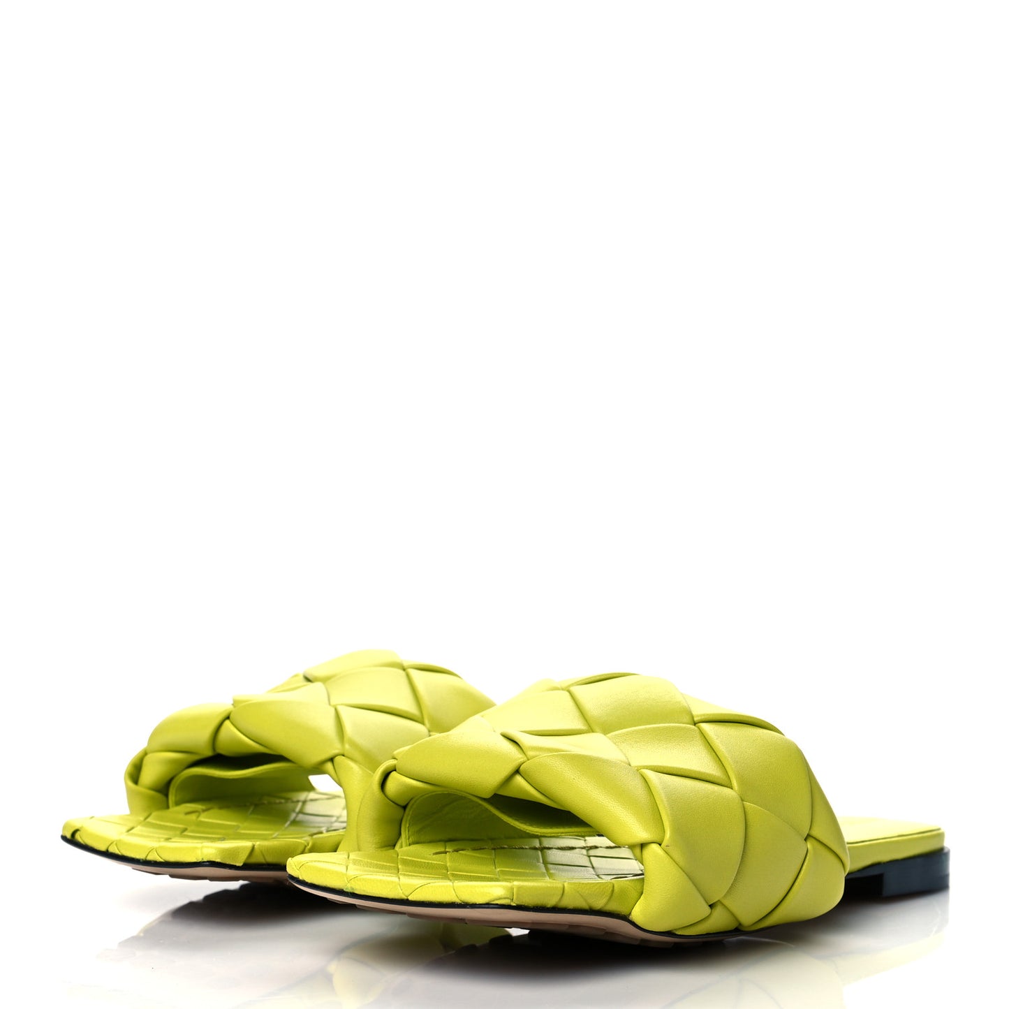 Nappa Maxi Intrecciato Lido Flat Sandals 37 Kiwi