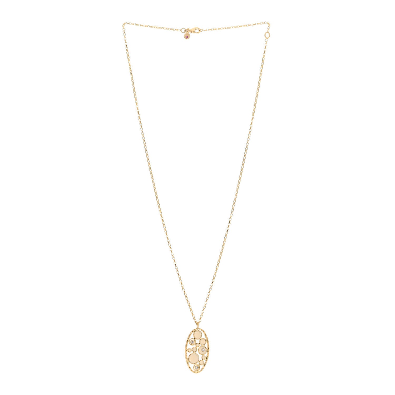 Roberto Coin 18K Yellow Gold Diamond Enamel Bollicine Pendant Necklace White 3 of 4