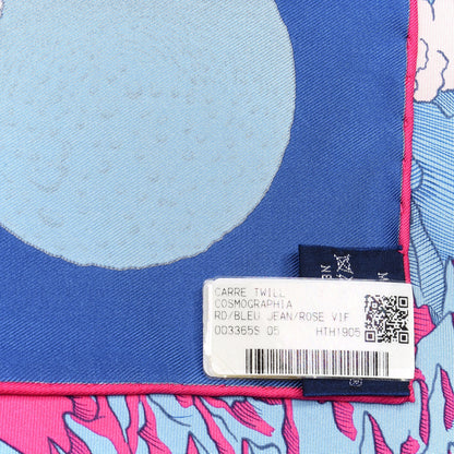 Hermes Silk Cosmographia Universalis Scarf 90 Bleu Jean Rose Vif 3 of 4