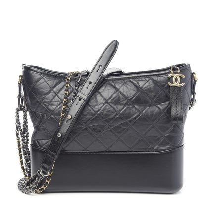 Chanel Aged Calfskin Quilted Medium Gabrielle Hobo Black 1 of 11