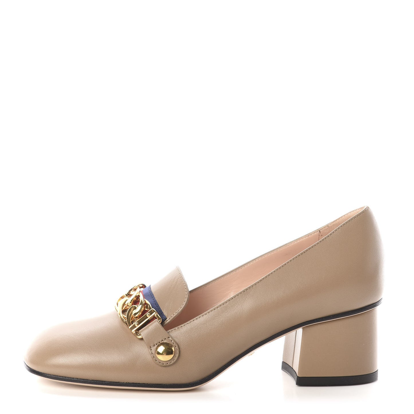 Malaga Kid Sylvie Web Chain Mid Heel Loafers 35.5 Mud