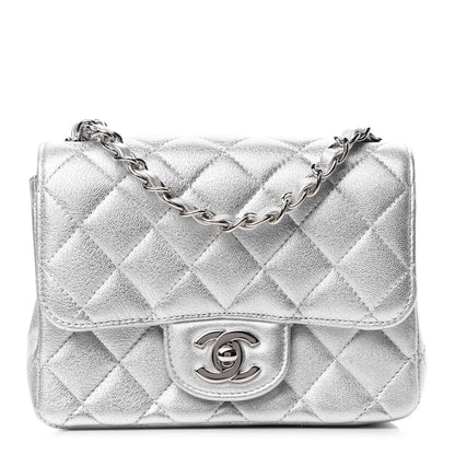 Chanel Metallic Lambskin Quilted Mini Square Flap Silver 1 of 11