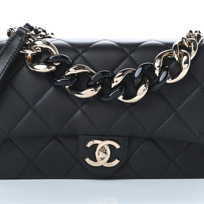 Chanel Lambskin Quilted Resin Bi-Color Chain Flap Bag Black 8 of 11