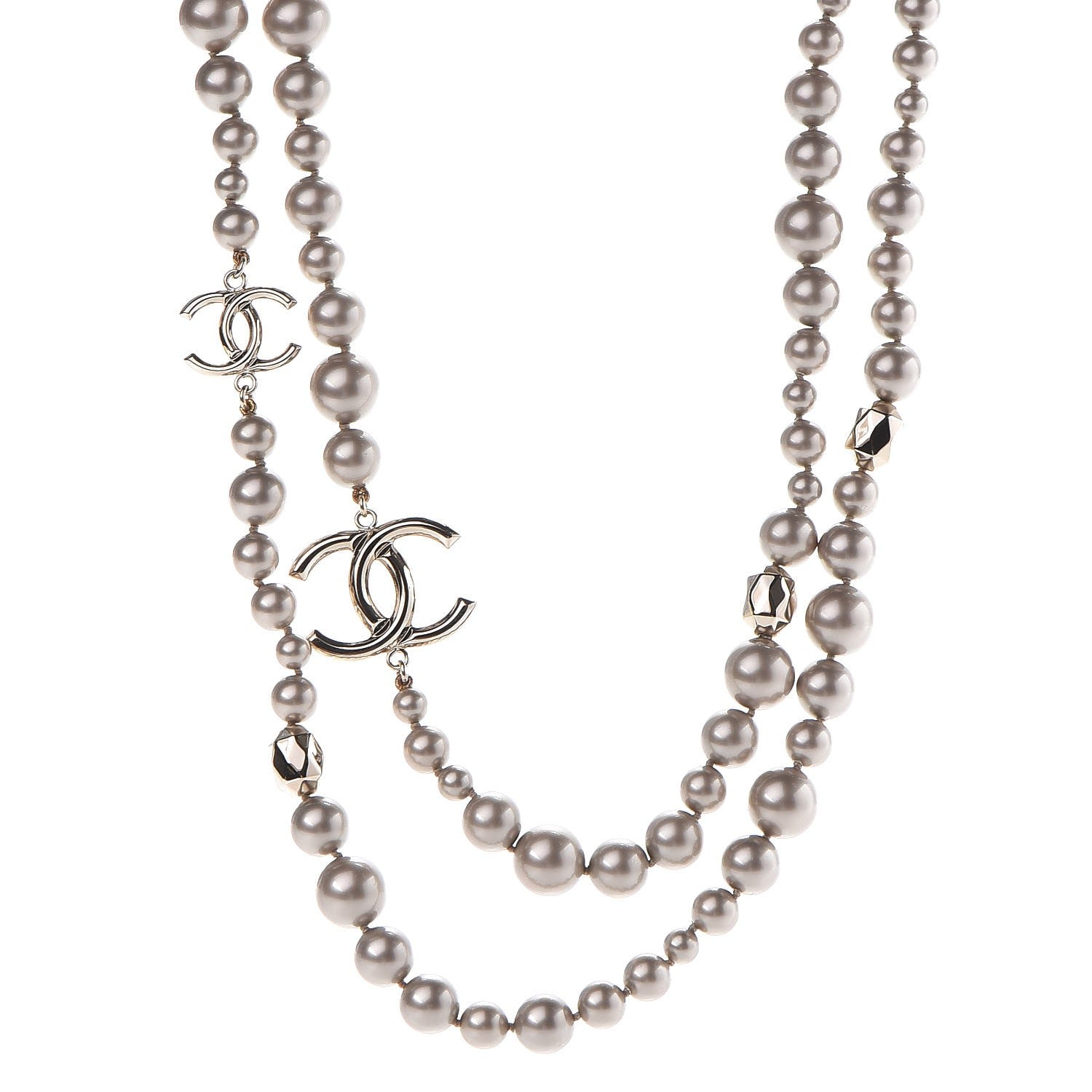 Chanel Resin Pearl CC Long Necklace in Golden Pearly Beige 1 of 5