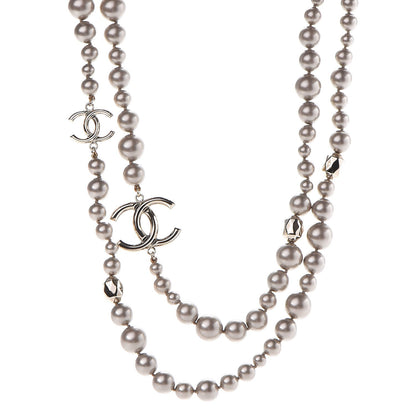 Chanel Resin Pearl CC Long Necklace in Golden Pearly Beige 1 of 5