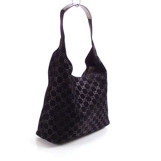 Suede Monogram Hobo Black