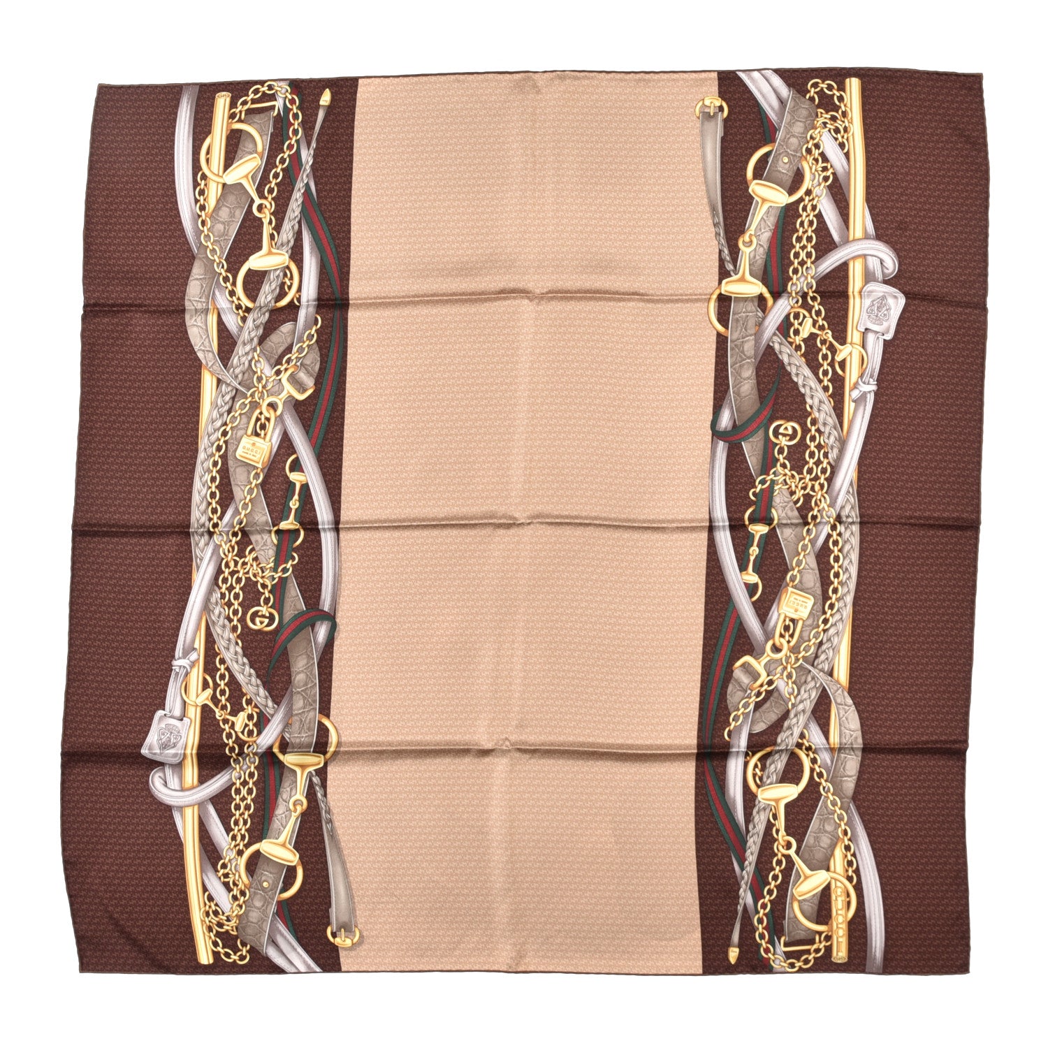 Gucci Silk Interlocking G Belts Scarf Brown 1 of 4