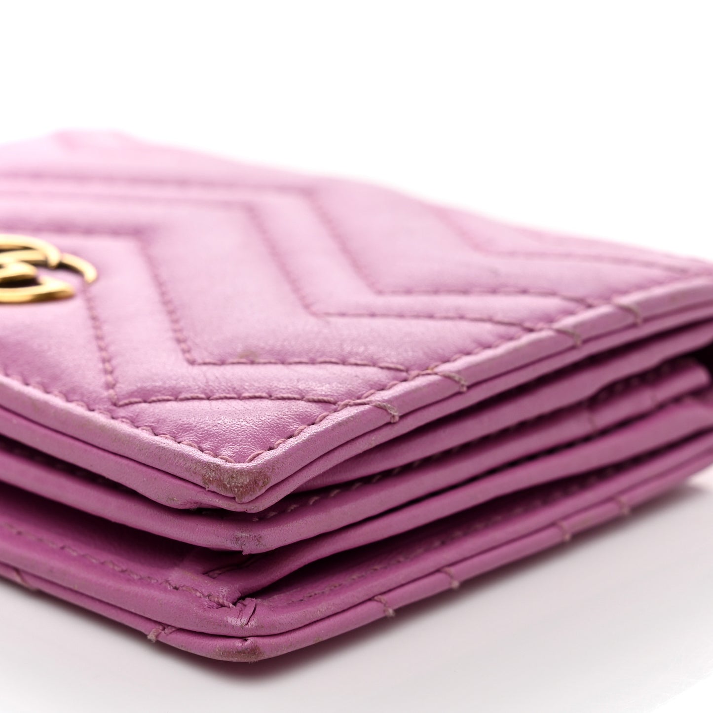 Calfskin Matelasse GG Marmont Card Case Candy Mousse