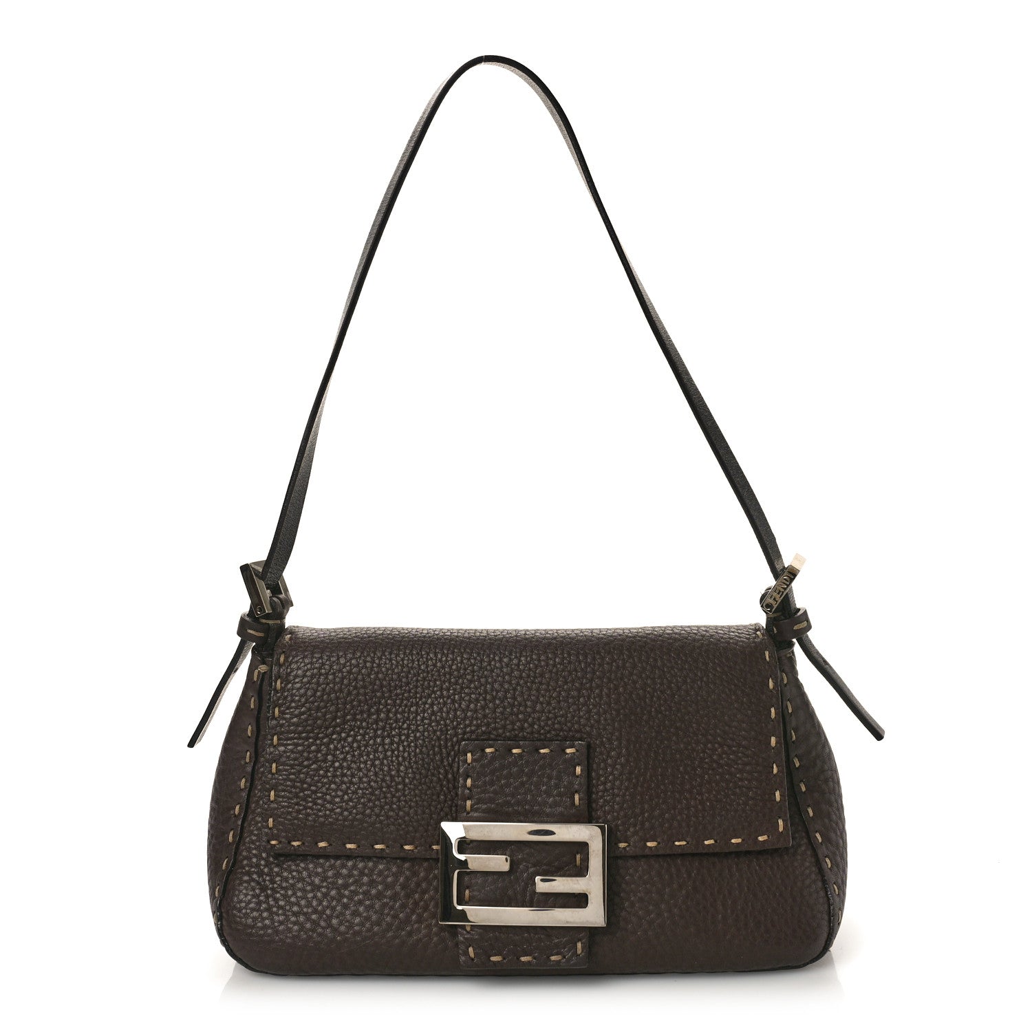 Fendi Calfskin Romano Selleria Mini Mama Baguette Brown 1 of 8