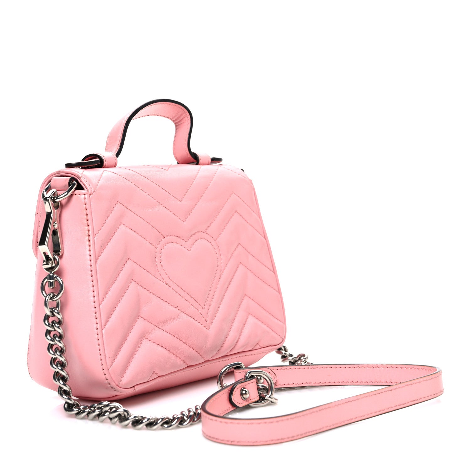 Gucci Calfskin Matelasse Mini GG Marmont Top Handle Shoulder Bag Wild Rose Wild Rose 3 of 11
