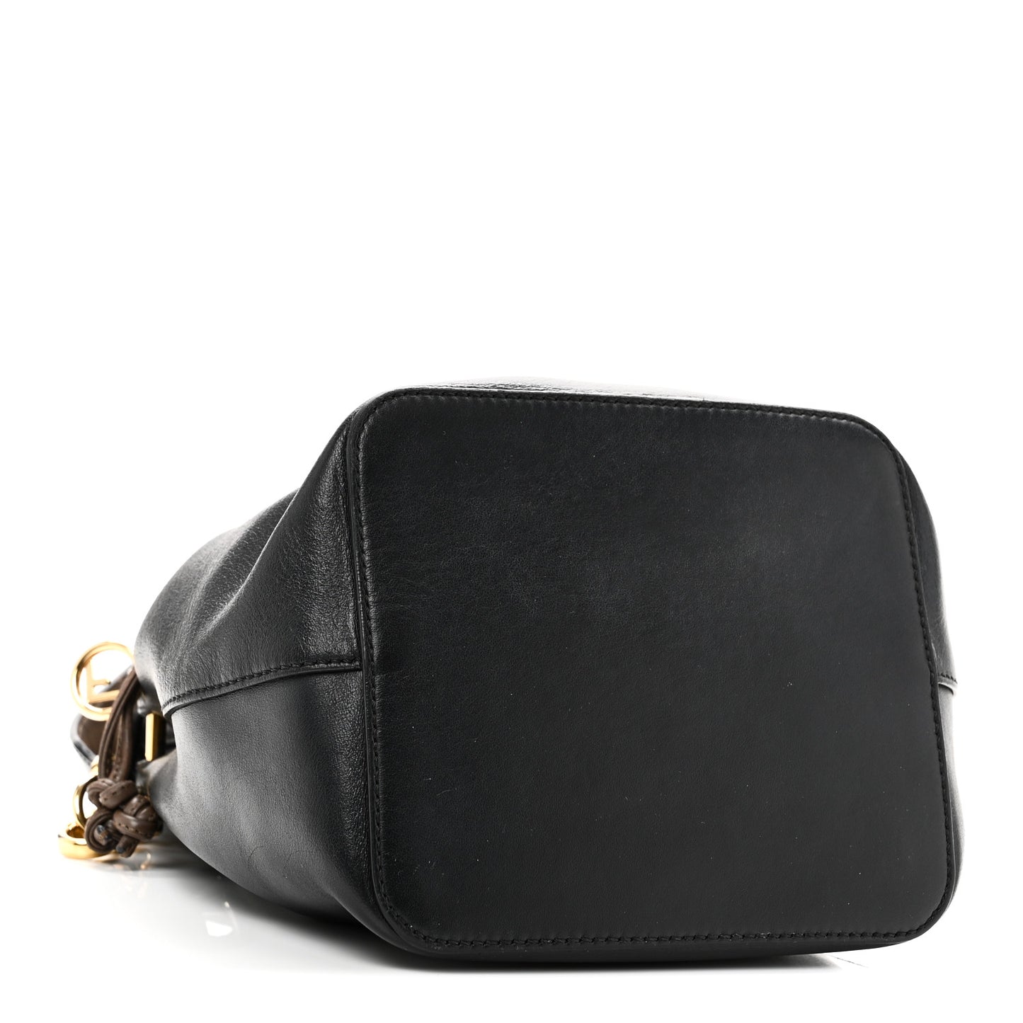 Vitello Century Matte F is Fendi Stamp Patch Bi-Color Grande Mon Tresor Bucket Bag Black Maya Fragola
