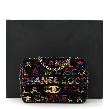 Chanel Sequin Logo CC Small Single Flap Black Multicolor 11 of 11