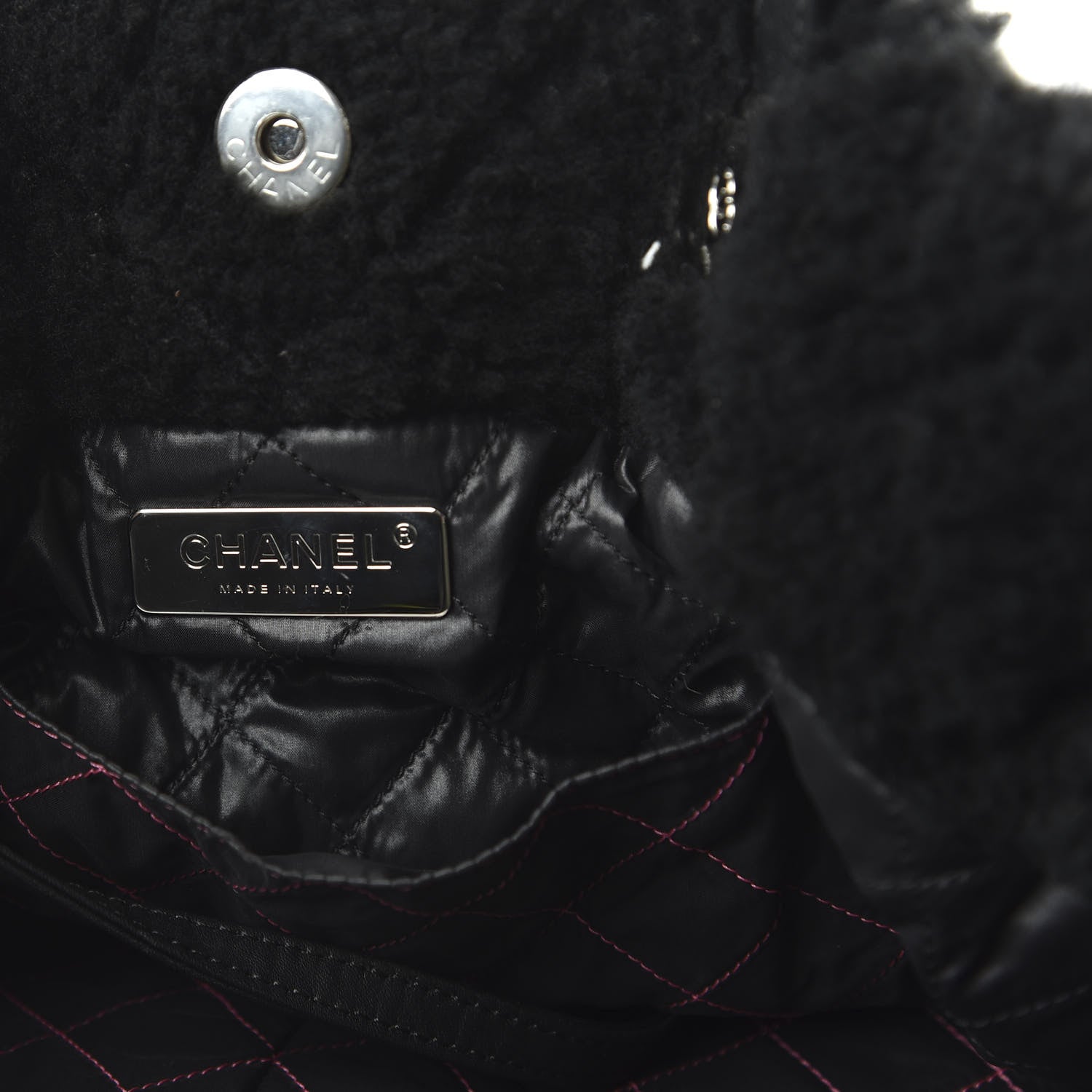 Chanel Shearling Sheepskin Large Coco Neige Tote Black 8 of 10