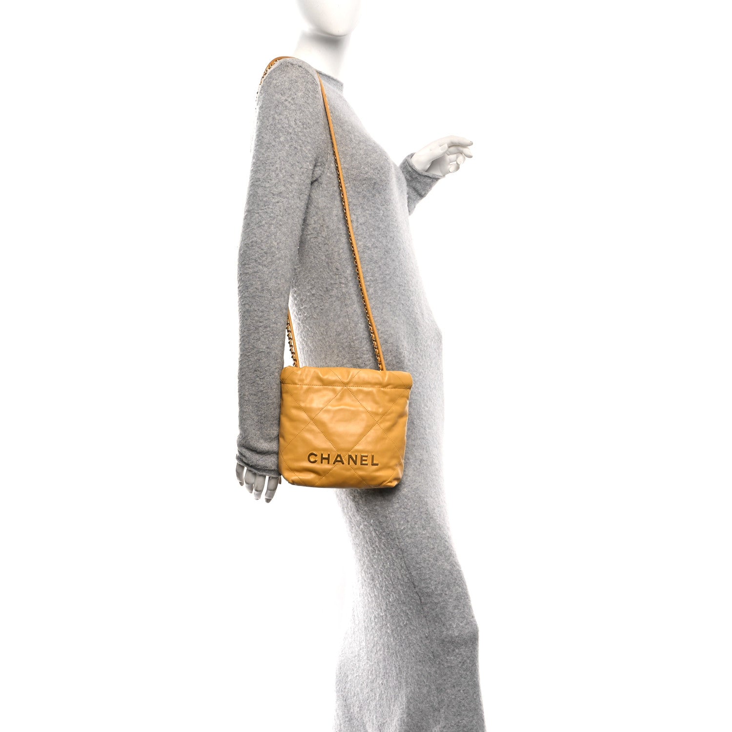 Chanel Shiny Calfskin Quilted Mini Chanel 22 Yellow 2 of 10