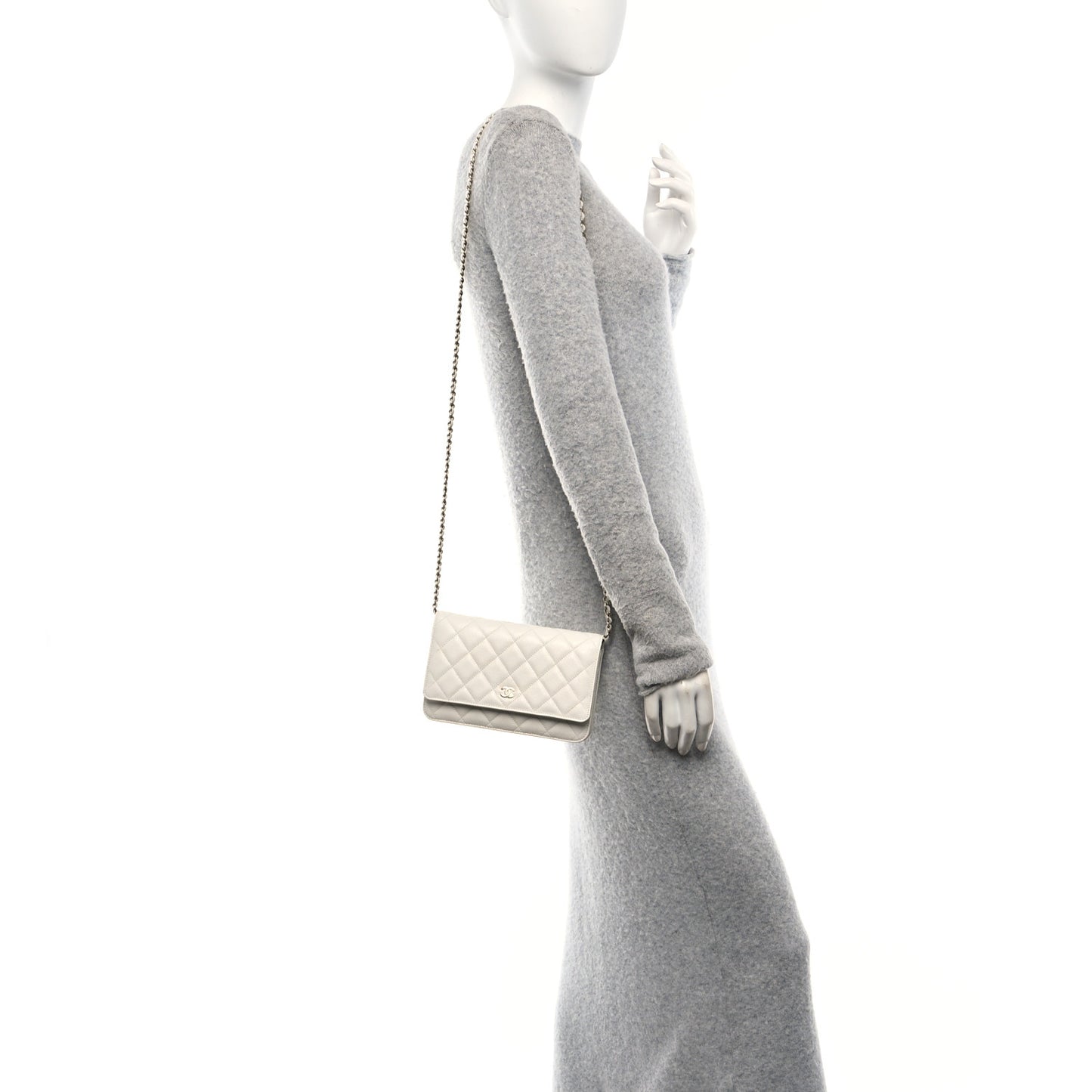 Caviar Quilted Wallet On Chain WOC White