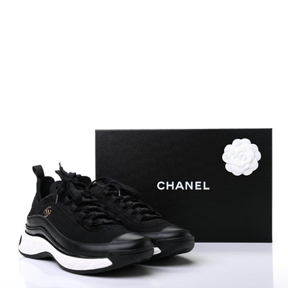 Chanel Fabric Calfskin Suede CC Sneakers 39 Black 6 of 6