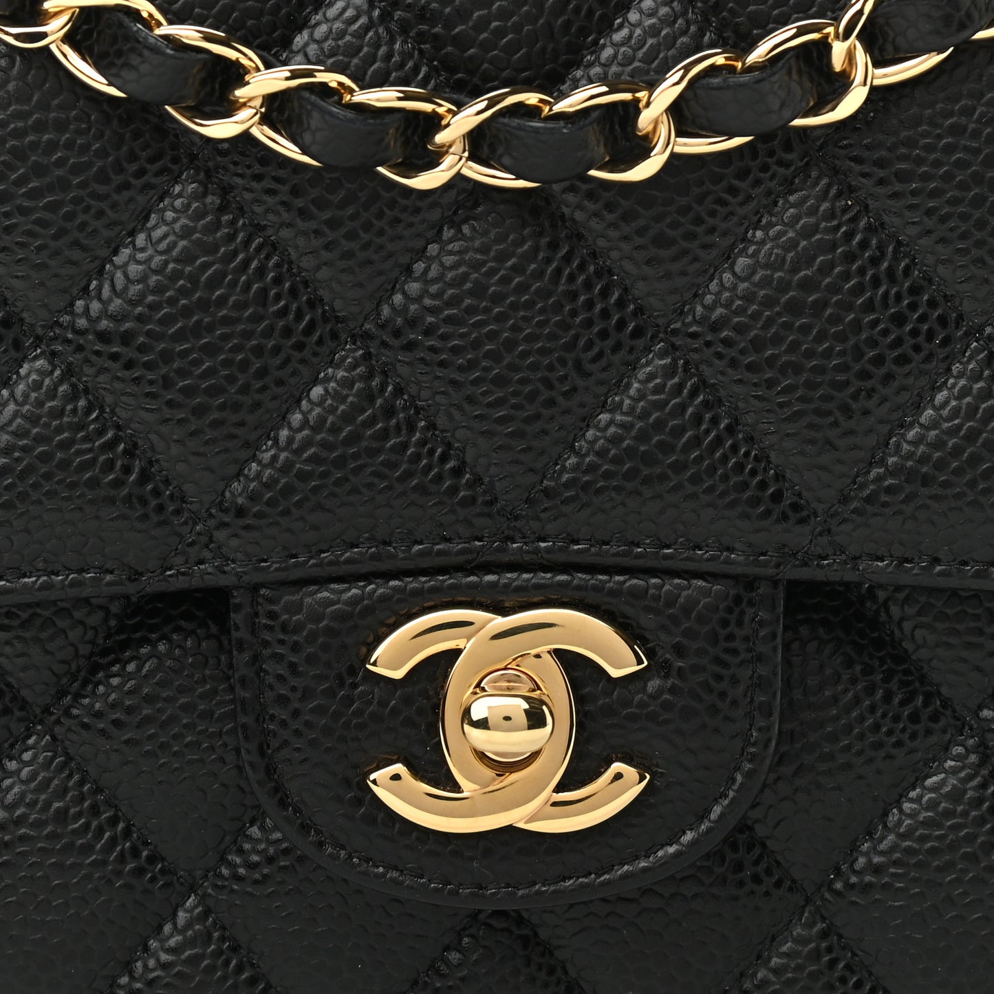 Caviar Quilted Medium Double Flap Black