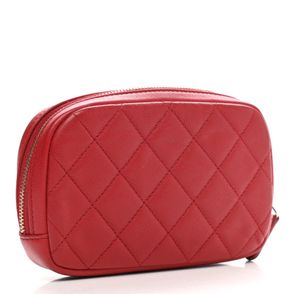 Chanel Caviar Quilted Small Curvy Pouch Cosmetic Case Dark Red 3 of 7