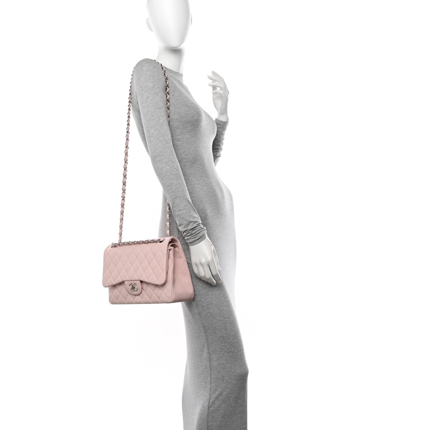 Chanel Caviar Quilted Jumbo Double Flap Light Pink 2 of 11