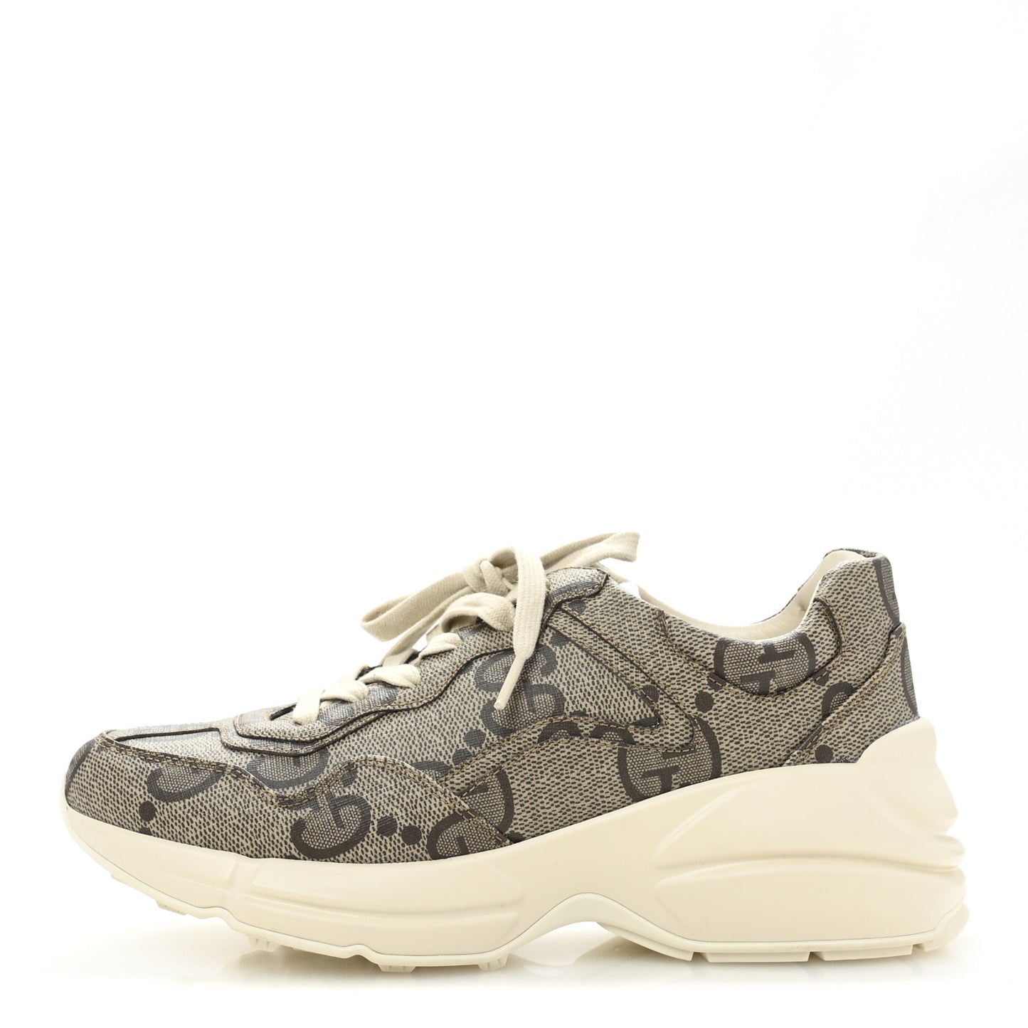 Maxi GG Supreme Monogram Gucci 100 Womens Rhyton Sneakers 37 Beige Ebony