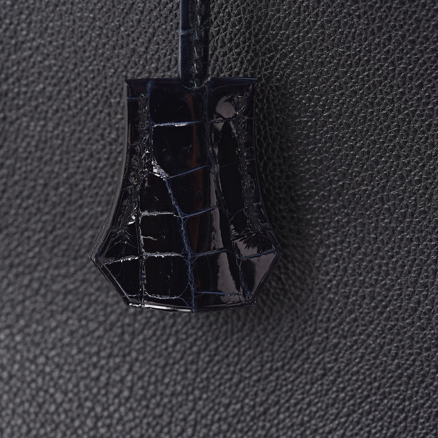 Hermes Clemence Novillo Shiny Niloticus Crocodile Birkin Touch 30 Black Bleu Marine 25 of 32