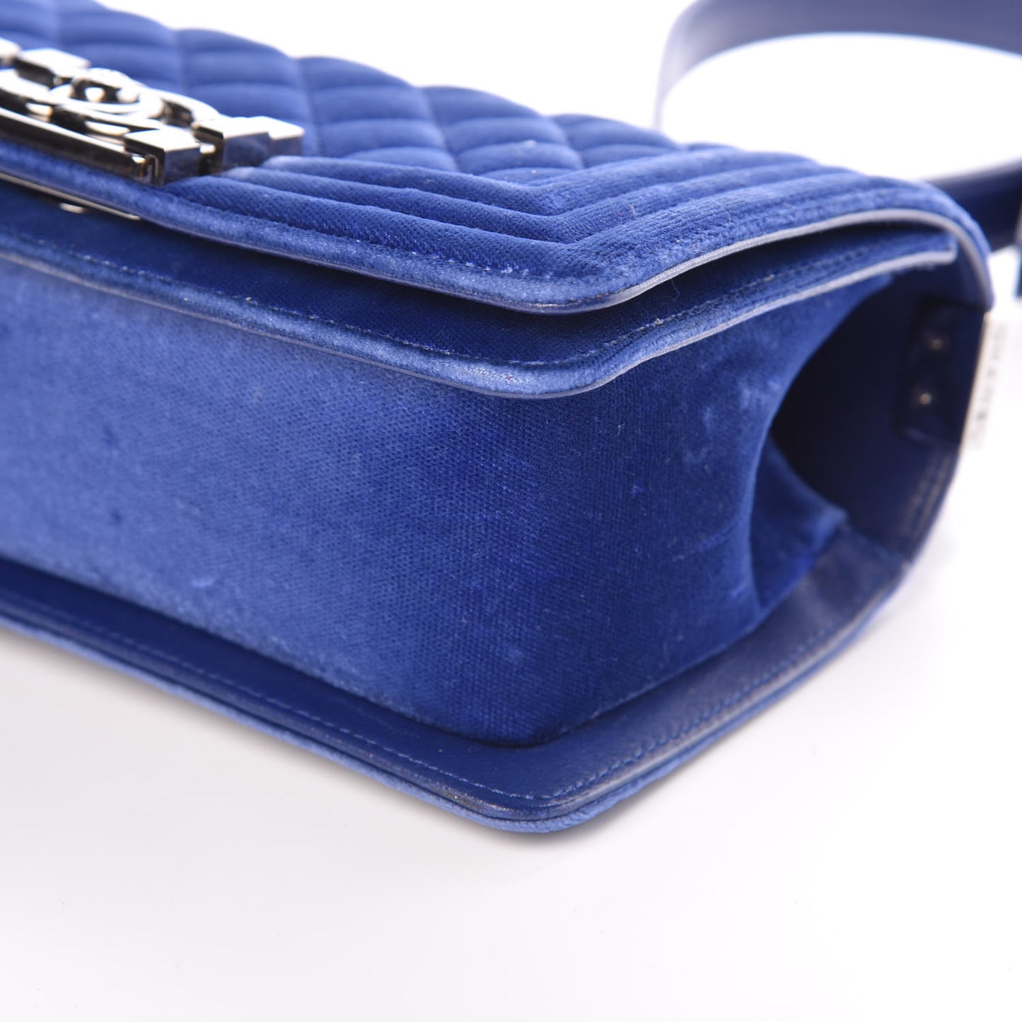 Velvet Quilted Small Boy Flap Blue