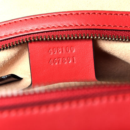 Gucci Calfskin Matelasse Sylvie Web Small GG Marmont Top Handle Shoulder Bag Hibiscus Red 7 of 9