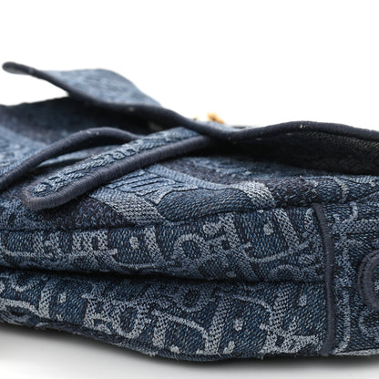 Christian Dior Oblique Embroidered Saddle Bag Denim Blue 10 of 10