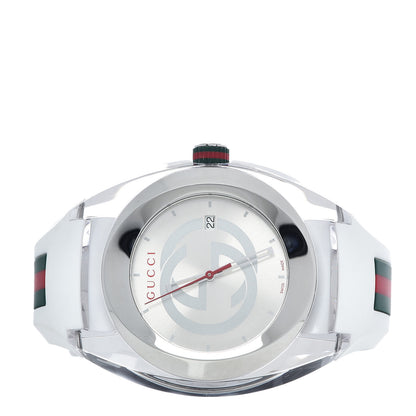 Gucci Stainless Steel Rubber 46mm Sync Web Quartz Watch White 3 of 6