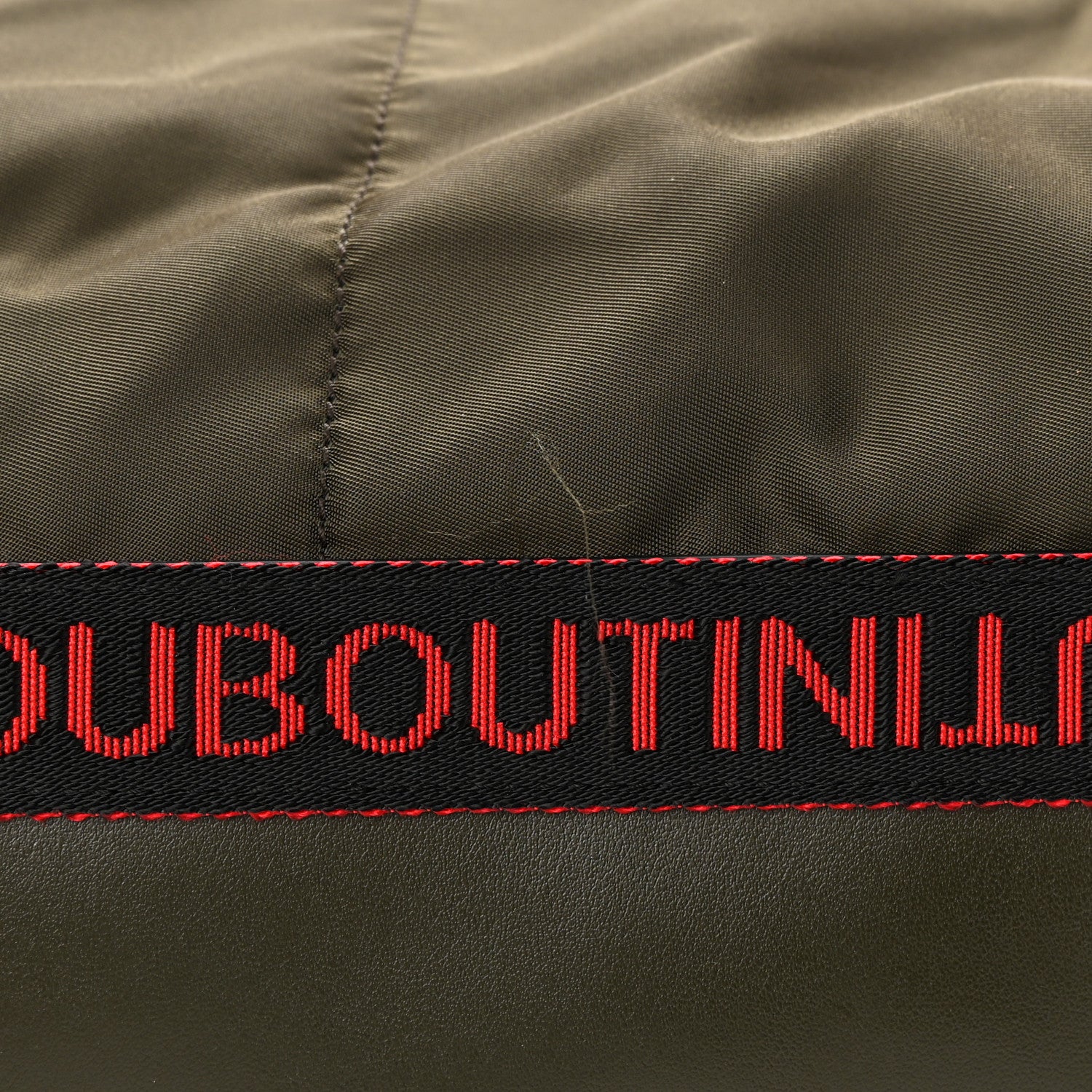 Christian Louboutin Calfskin Nyon Duffle Army Green Red Black 14 of 16
