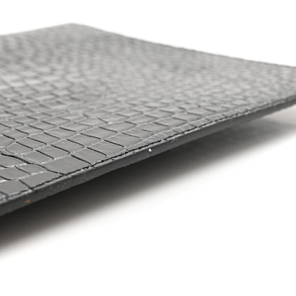 Saint Laurent Calfskin Crocodile Embossed Uptown Monogram Clutch Black 9 of 10