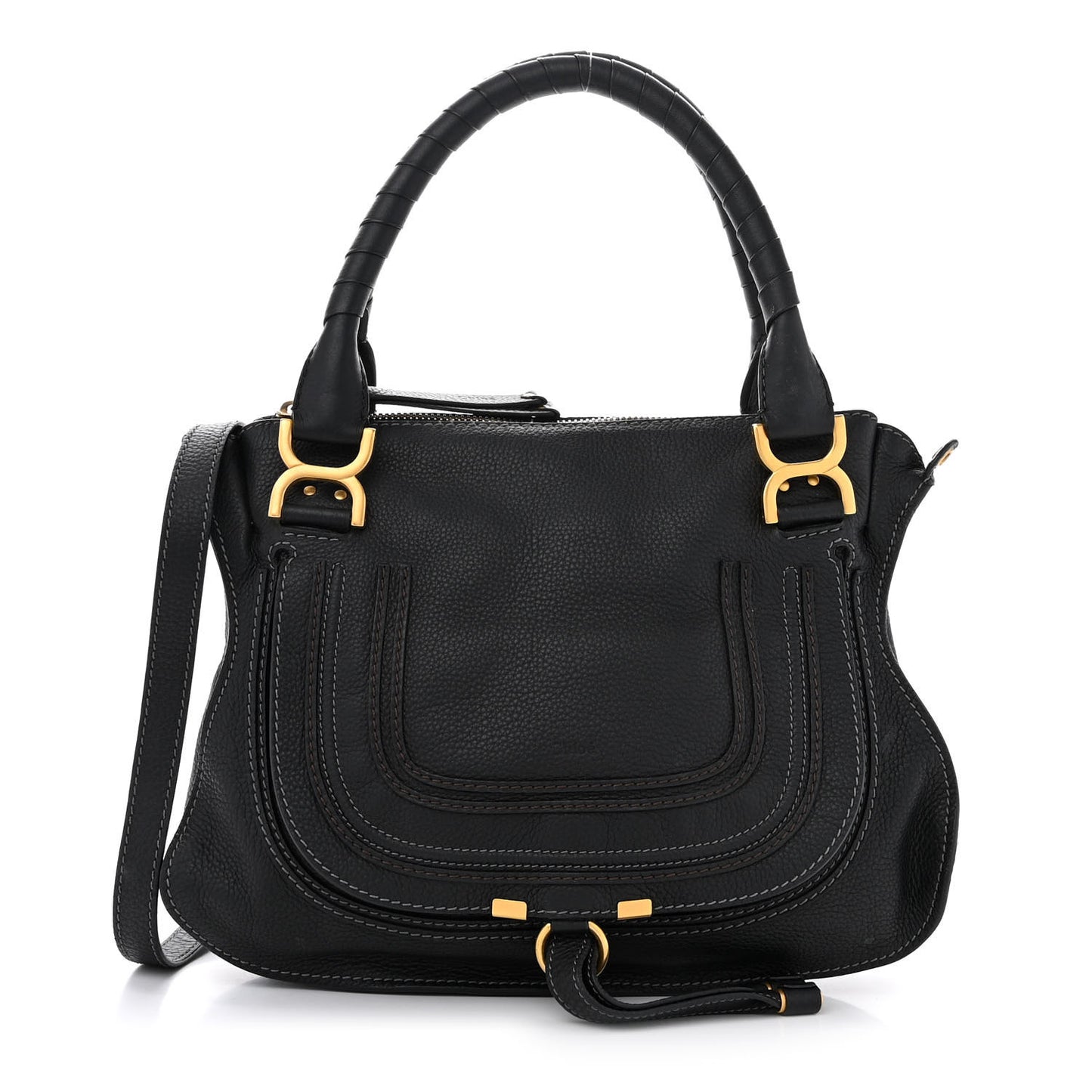 Calfskin Medium Marcie Satchel Black