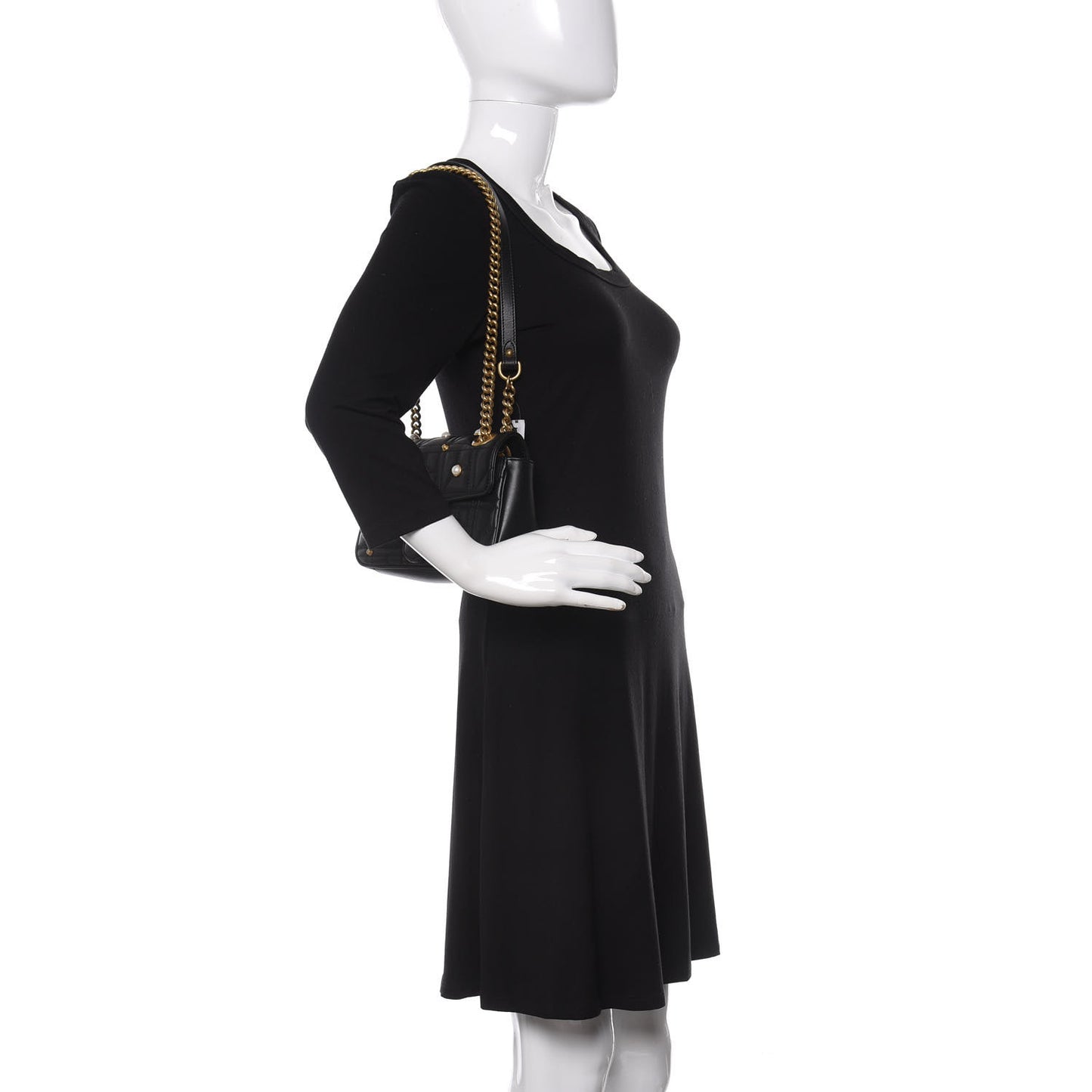Calfskin Matelasse Studded Mini Pearly GG Marmont Shoulder Bag Black
