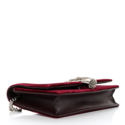 Saint Laurent Velvet Crystal Monogram Kate Tassel Shoulder Bag Burgundy 4 of 10