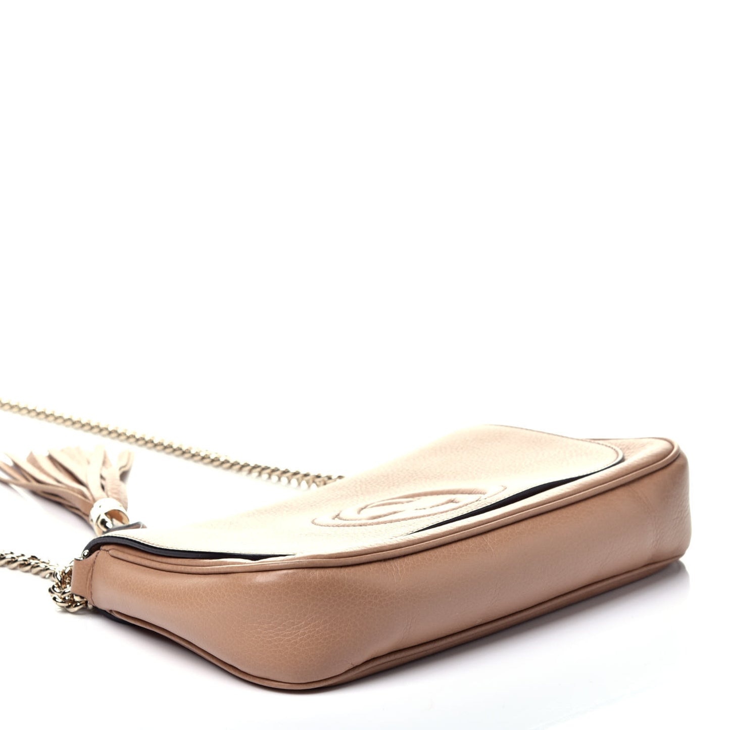 Pebbled Calfskin Medium Soho Flap Crossbody Camelia