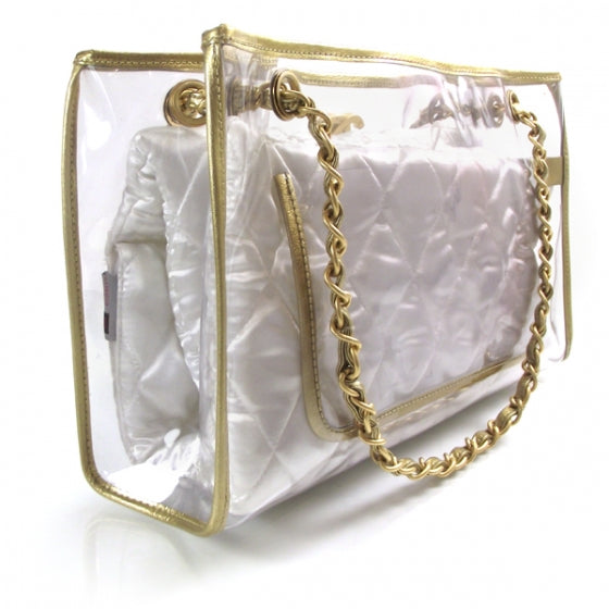 Chanel Vinyl Naked Shopping Tote Gold 3 of 9