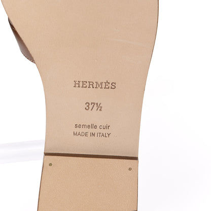 Hermes Box Calfskin Oran Sandals 37.5 Gold 8 of 10