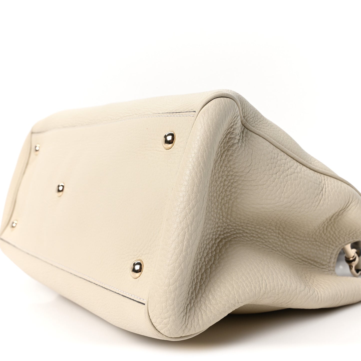 Pebbled Calfskin Medium Bamboo Shopper Tote Off White