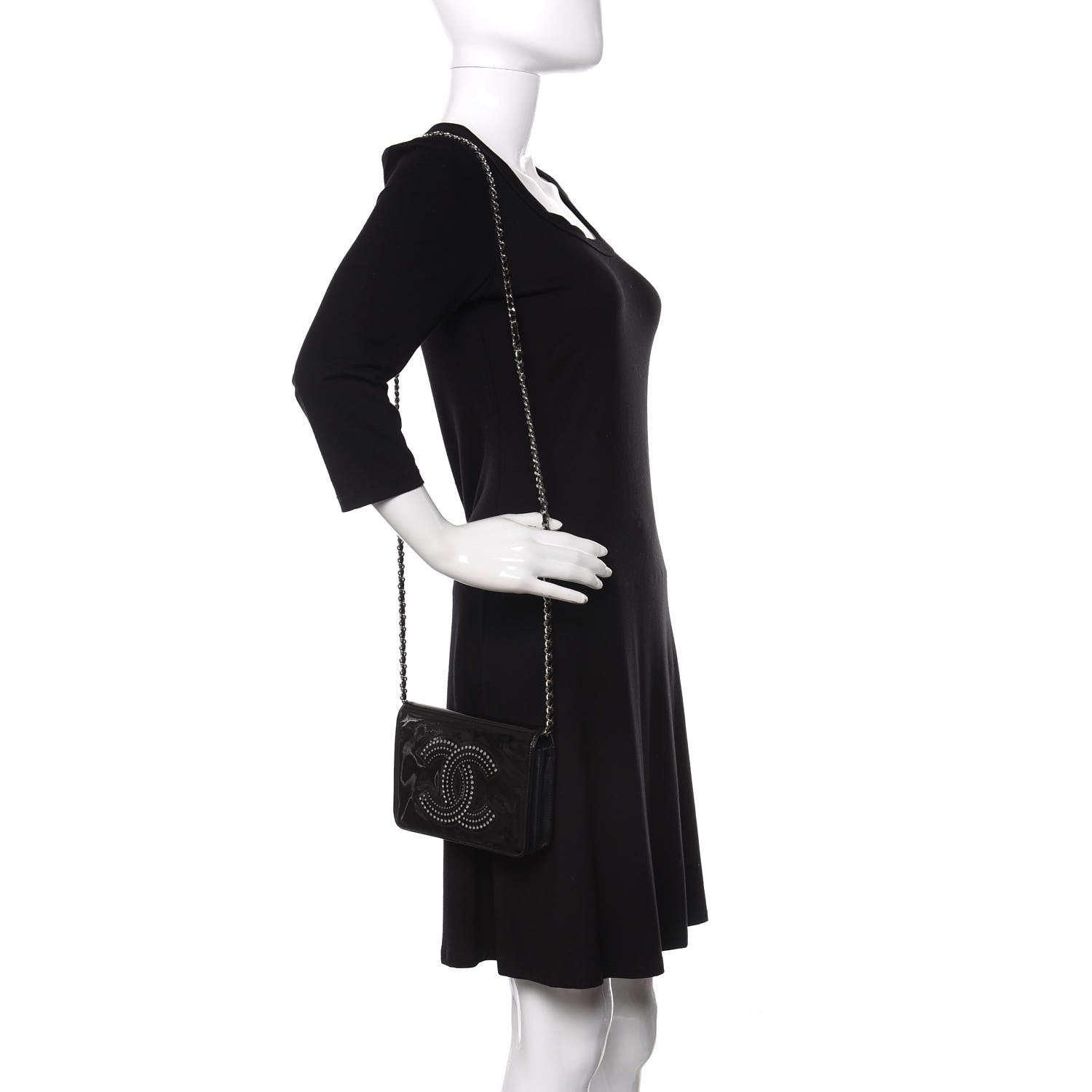 Chanel Patent Strass Wallet On Chain WOC Black 2 of 16