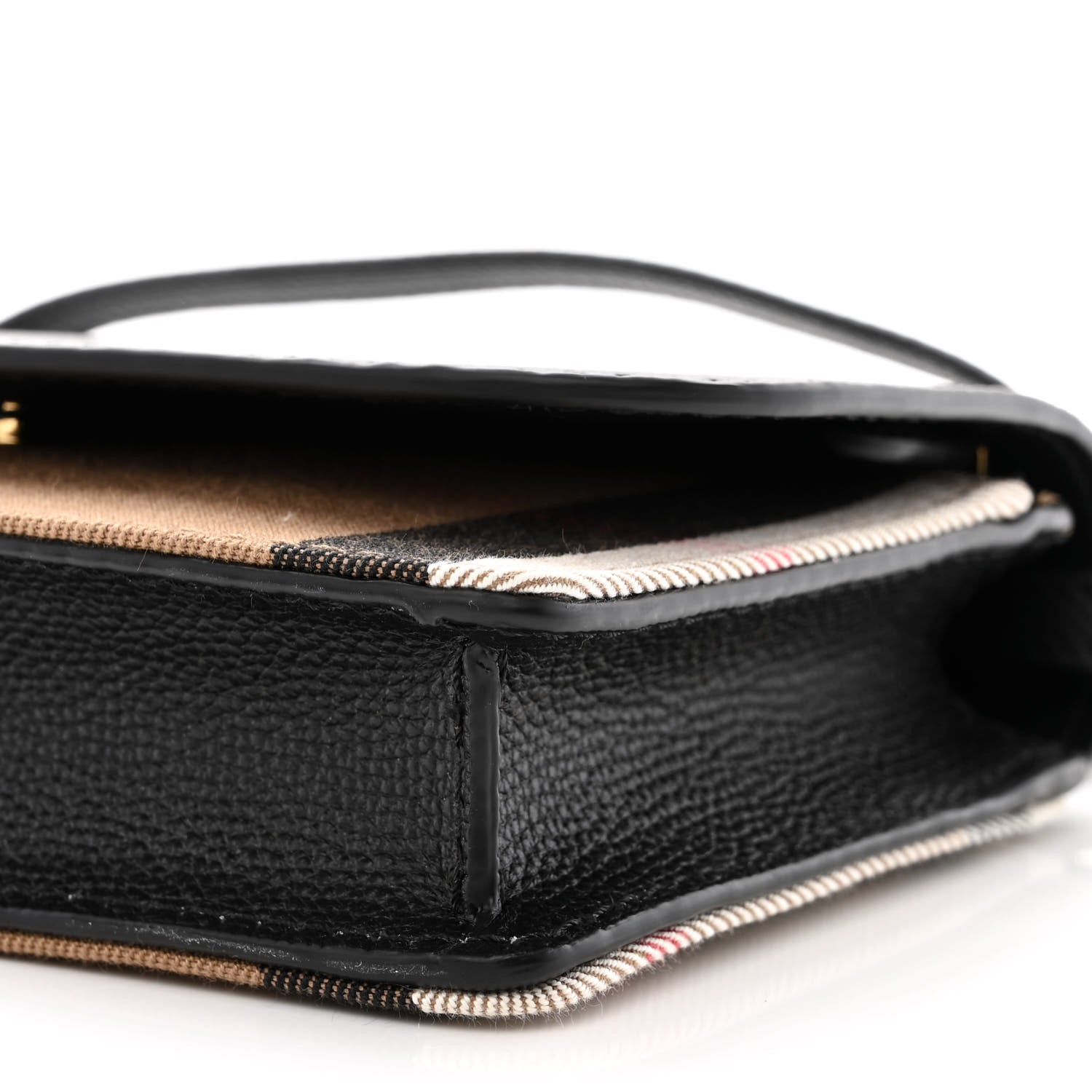 Burberry Derby Calfskin House Check Wallet On Chain Black 9 of 9