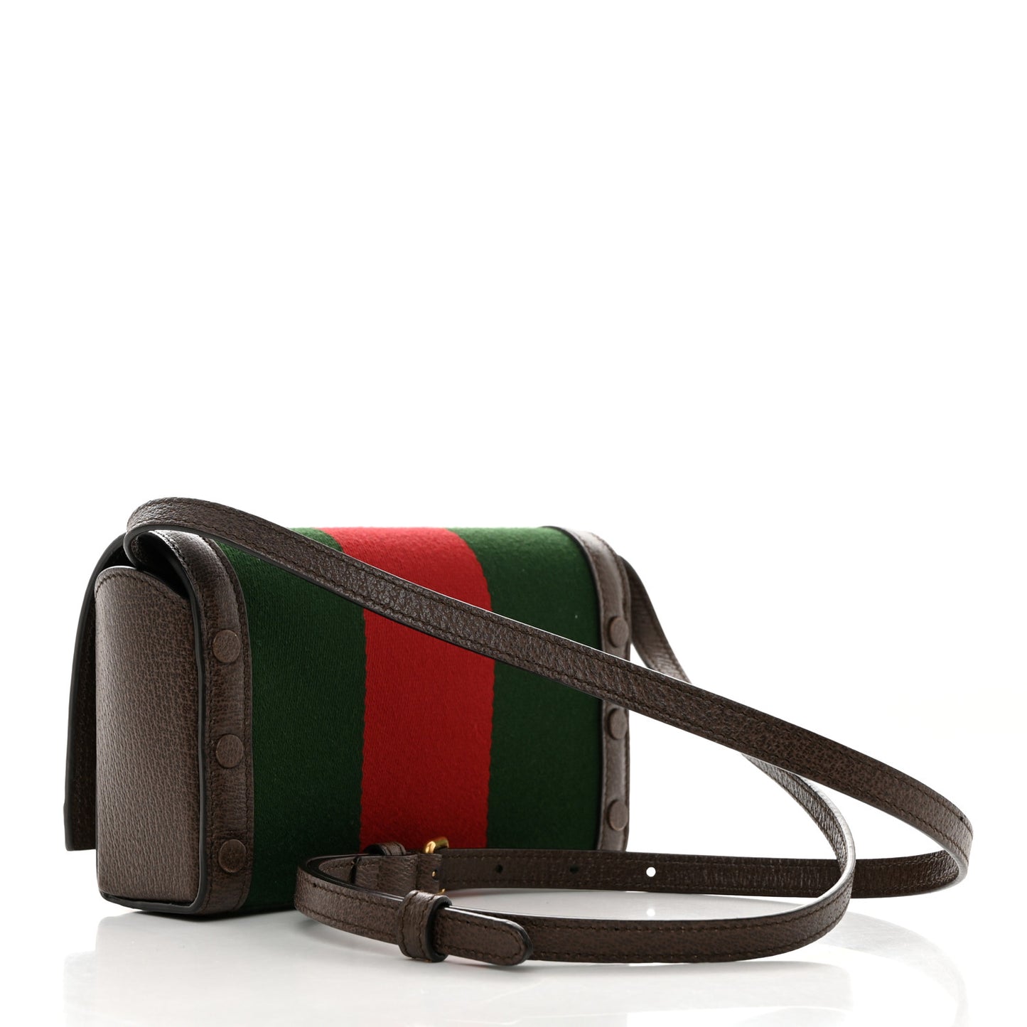 Web Textured Dollar Calfskin Mini Double G Shoulder Bag Green Red New Acero