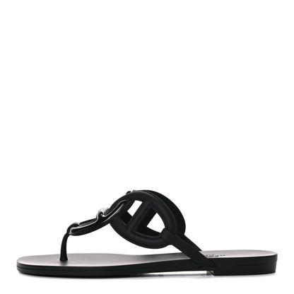 Hermes Rubber Womens Egerie Sandals 36 Black 1 of 8