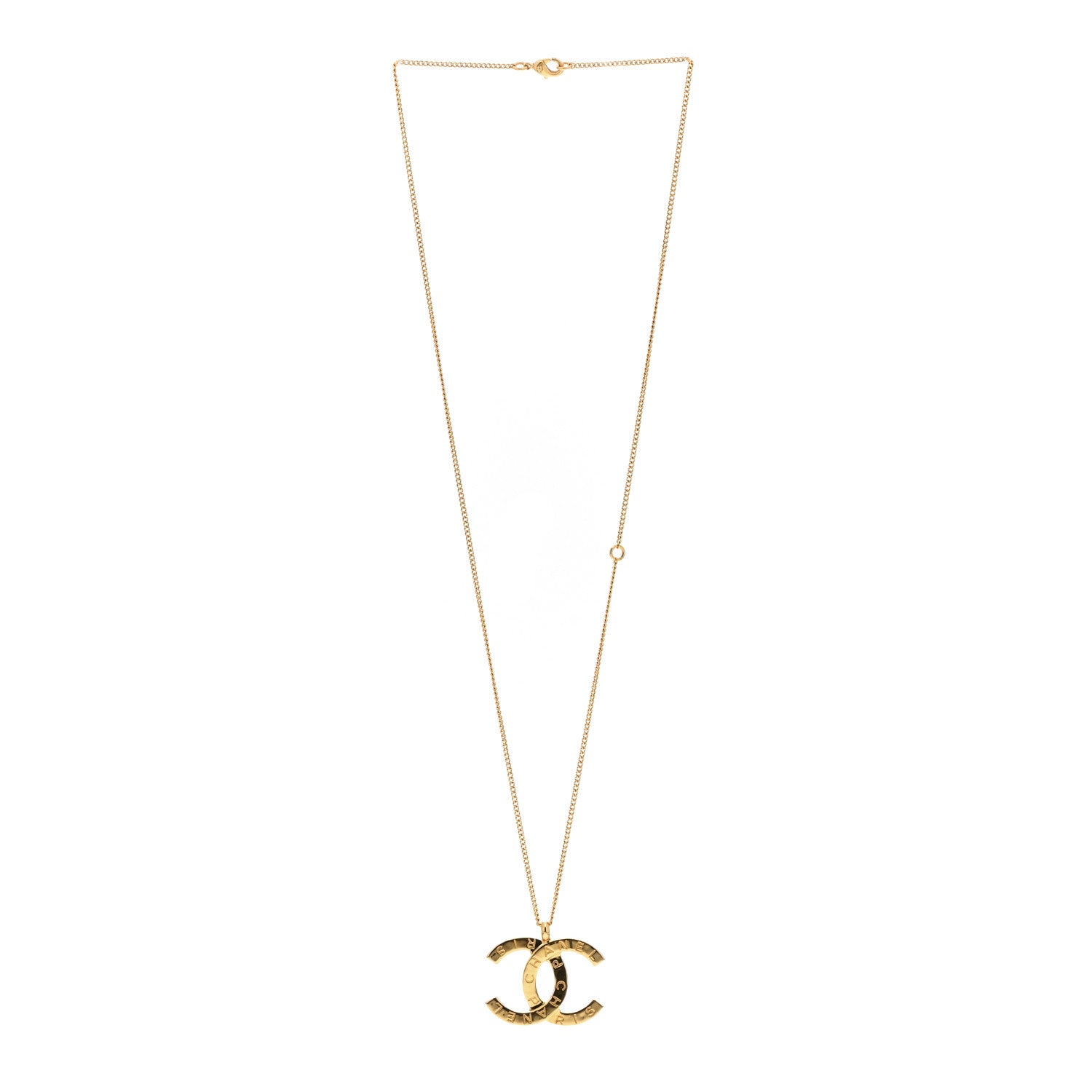 Chanel Metal CC Paris Button Necklace Gold 2 of 3