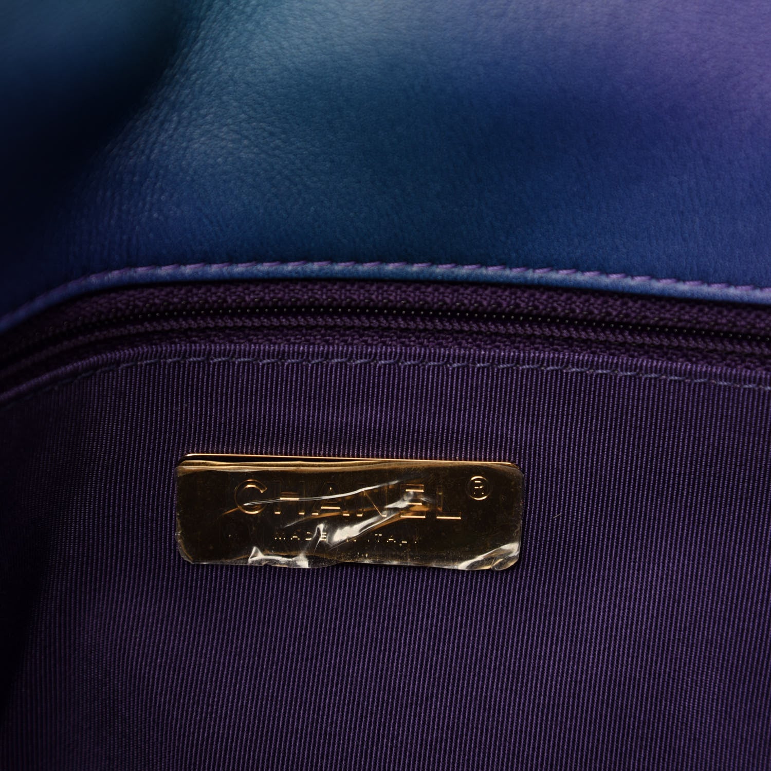 Chanel Tie Dye Calfskin Quilted Medium Chanel 19 Flap Blue Purple 8 of 10