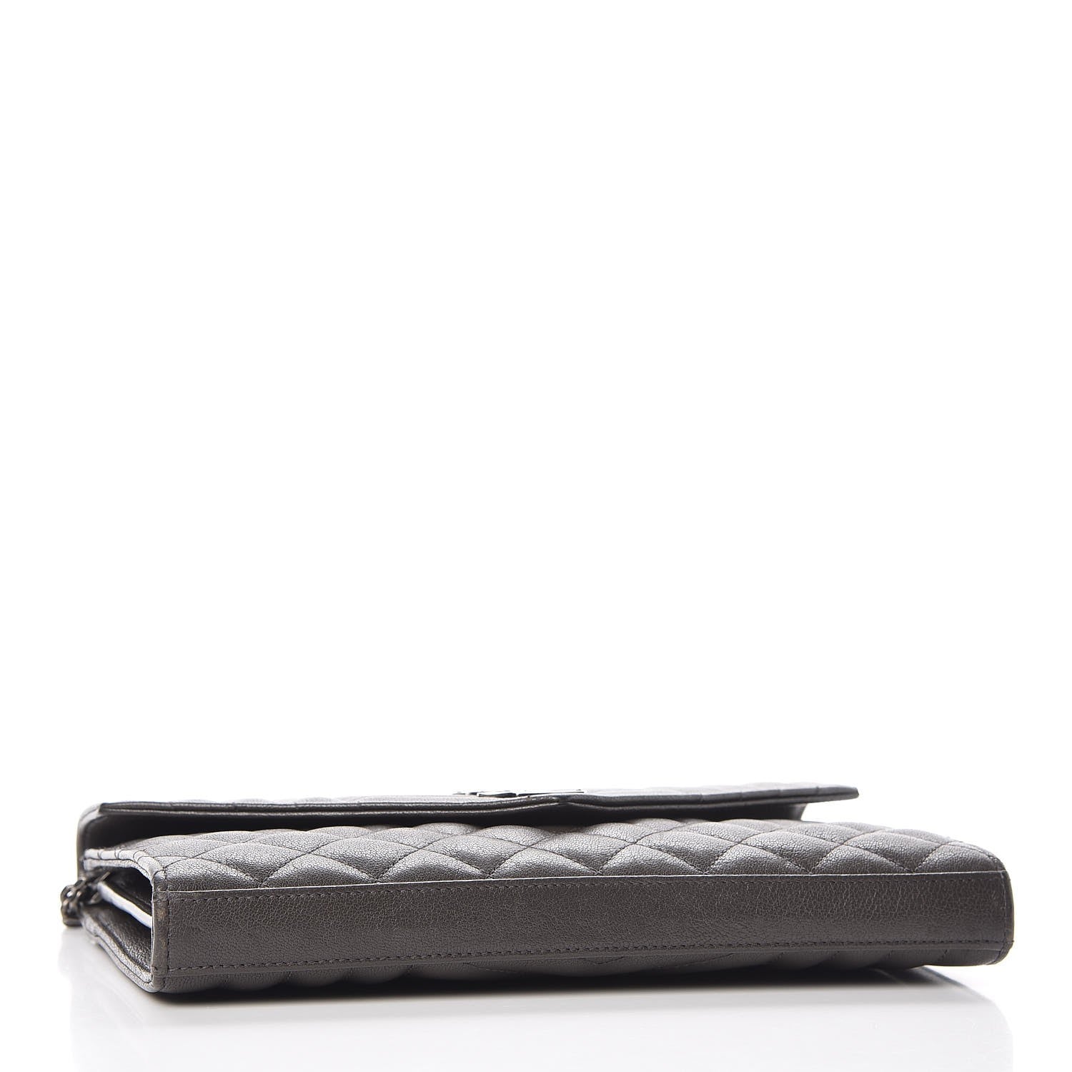 Saint Laurent Sheepskin Tri-Quilt Monogram Envelope Chain Wallet Earth 4 of 13