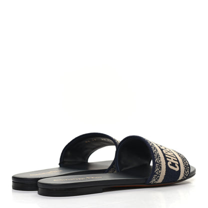 Christian Dior Canvas Embroidered Dway Mules Slide Sandals 37 Deep Blue 4 of 8
