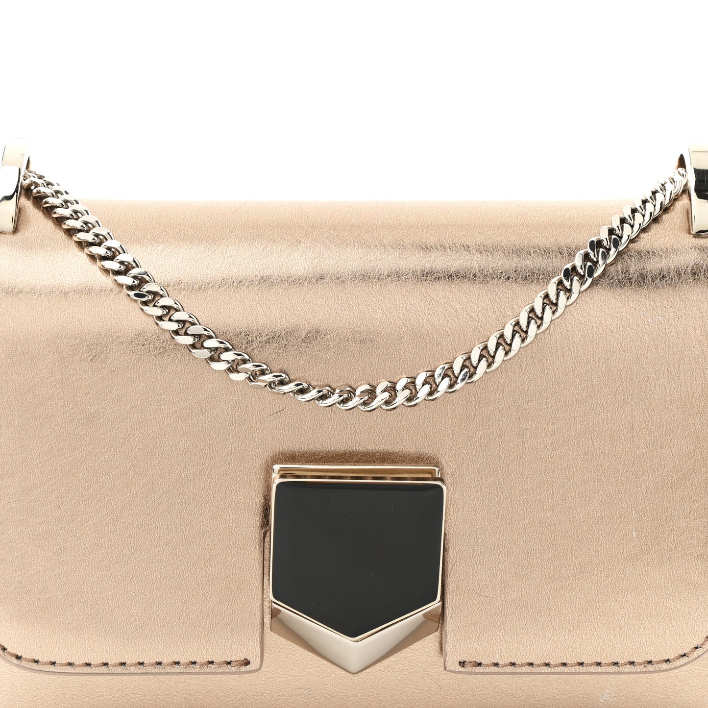 Metallic Calfskin Lockett Petite Shoulder Bag Pink