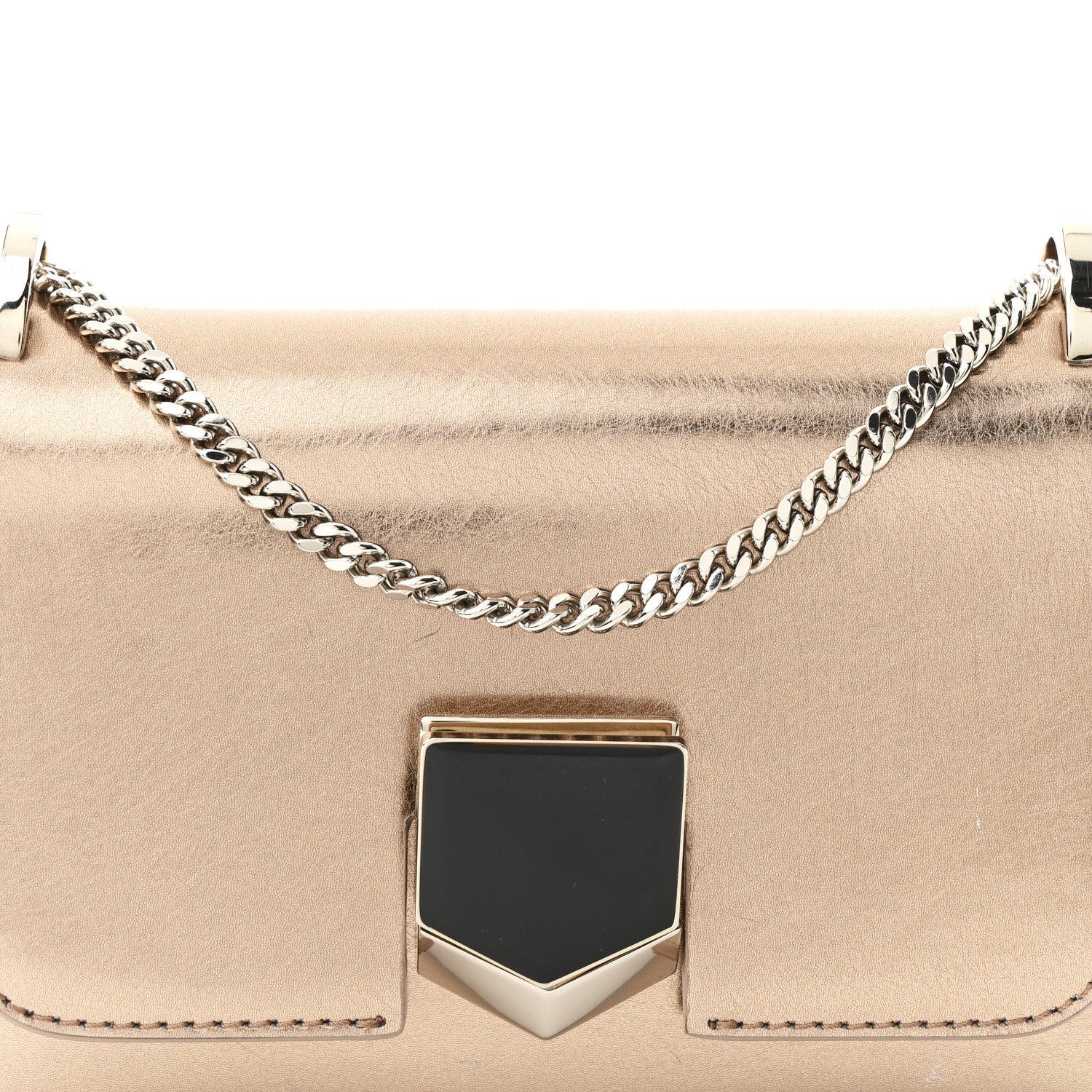Jimmy Choo Metallic Calfskin Lockett Petite Shoulder Bag Pink 8 of 10